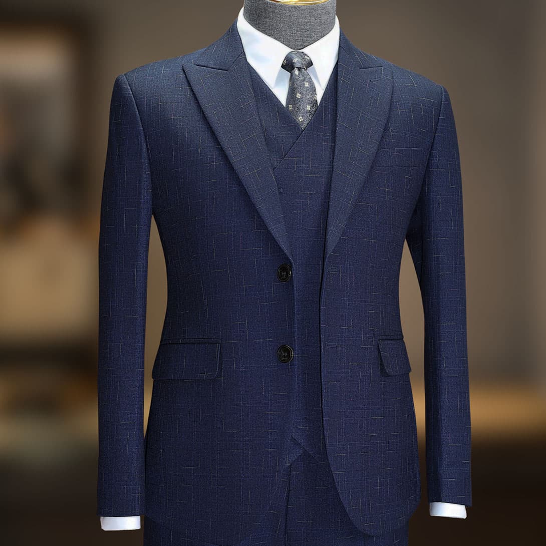 Bộ Vest Xanh Kẻ Xước 1
