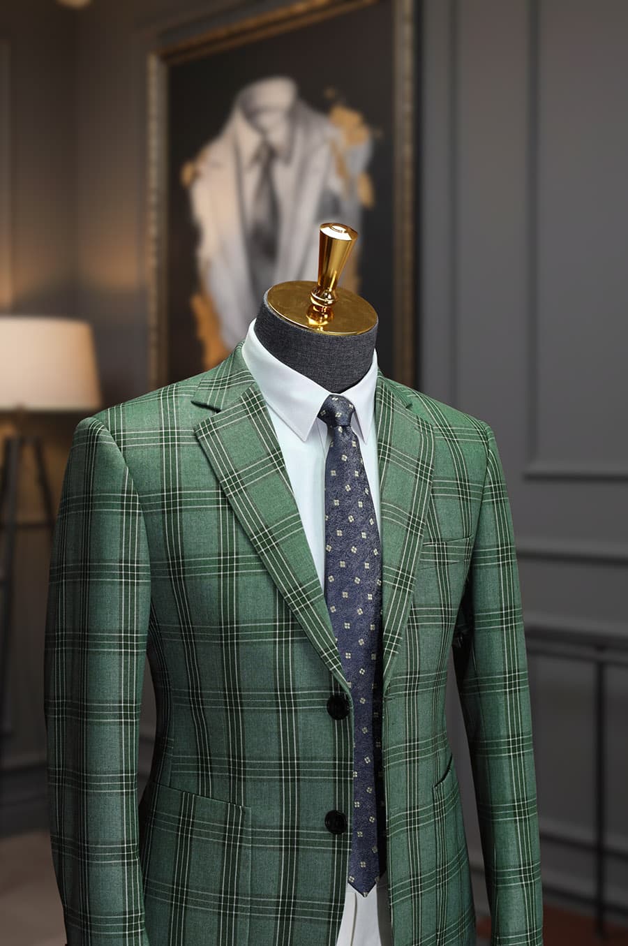 Bộ Vest Caro Xanh Lá Đậm 2